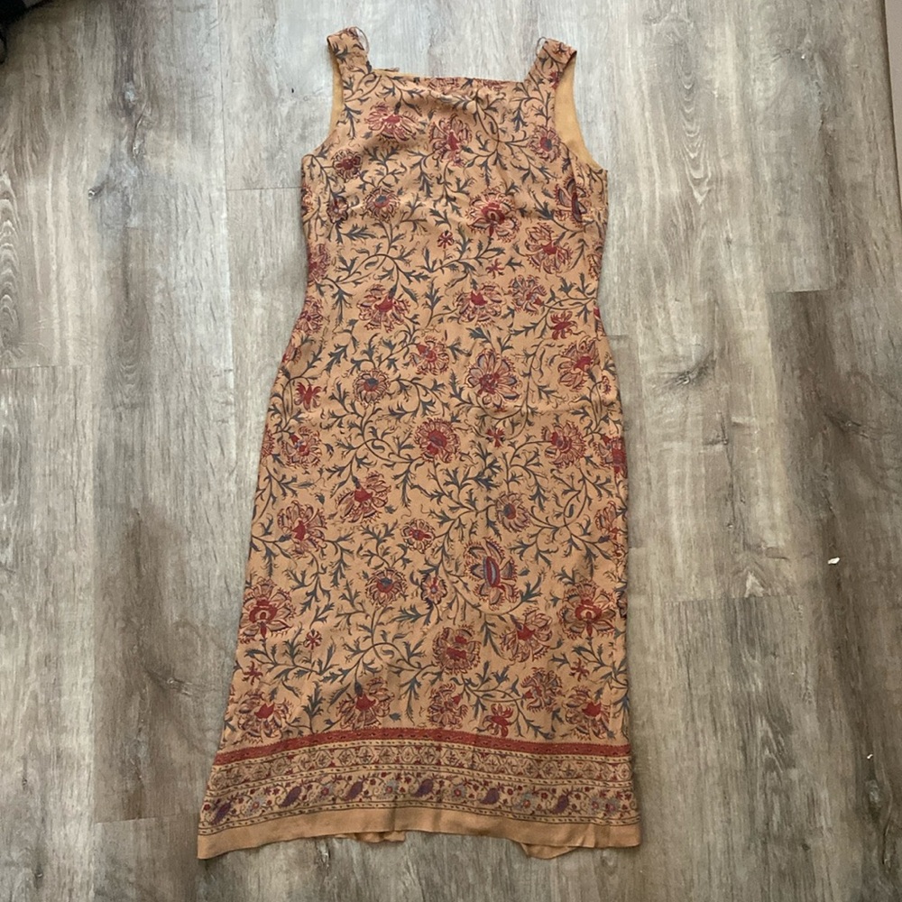 GORGEOUS Vintage Paisley 100% Silk Ralph Lauren Slip Dress Like New Condition!